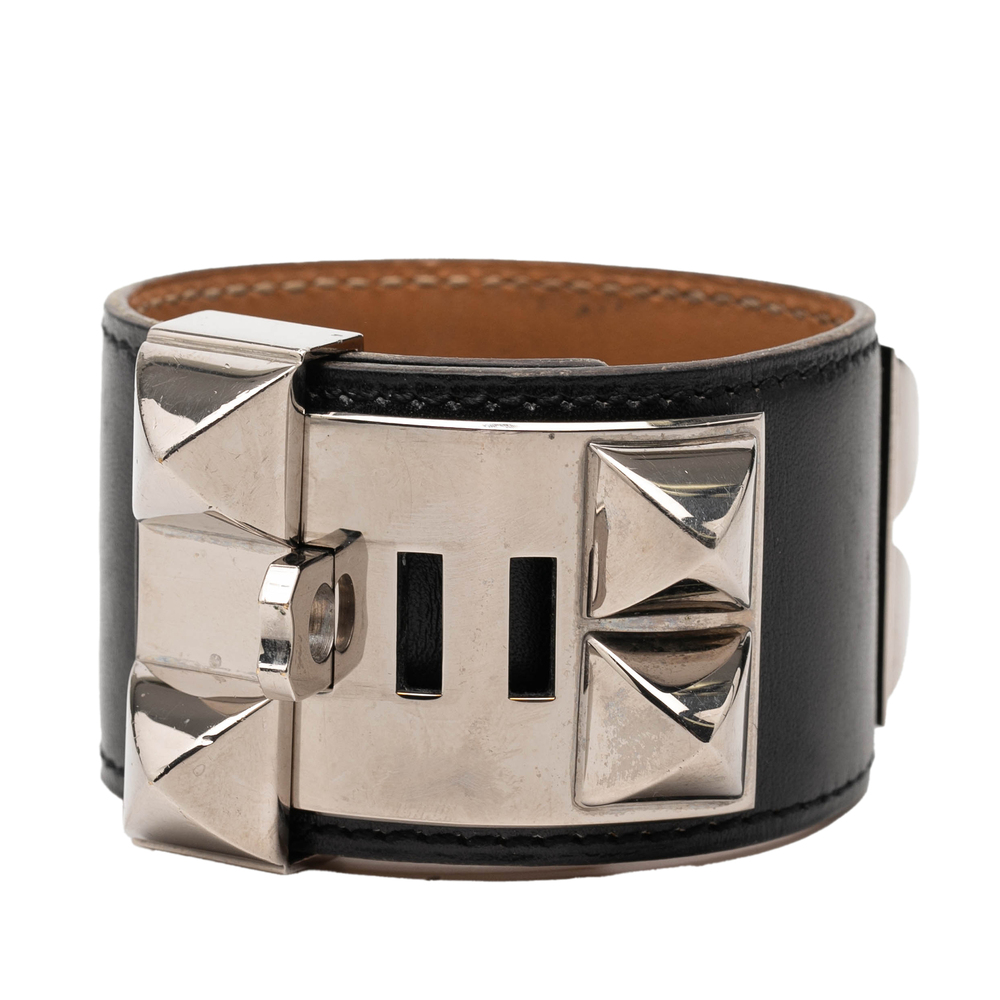 Pre-Loved Hermes Swift Leather and Palladium Plated Collier de Chien Bracelet - Picture 3 of 6